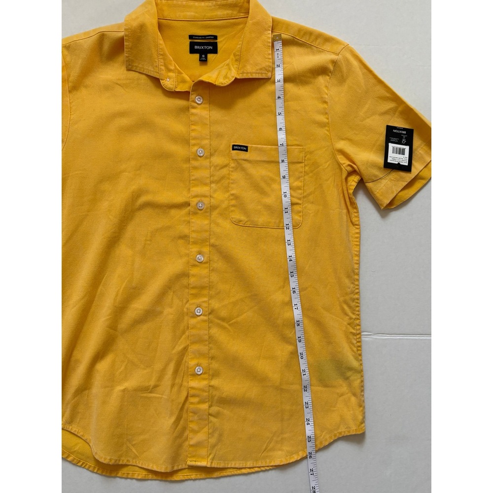 Brixton Charter Standard Fit Short Sleeve Button Up Shirt Mens Small Yellow NEW - Picture 5 of 6